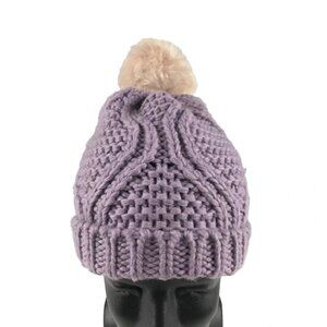 D & Y Womens Lavender 100% Acrylic Pom‎ Top Knitted Classic Beanie Hat One Size